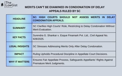 MERITS CAN’T BE EXAMINED IN CONDONATION OF DELAY APPEALS RULED BY SC